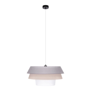 Lampa wisząca abażur z tkaniny trzykolorowy biały beżowy różowy czarna podsufitka Britop 160970104 Amar 1xE27