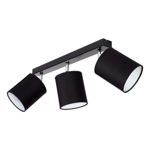 Lampa sufitowa trzy abażury reflektorki regulowane czarne na listwie metalowej ze srebrnym Britop 56746304 Aprillia 3xE27 67cm