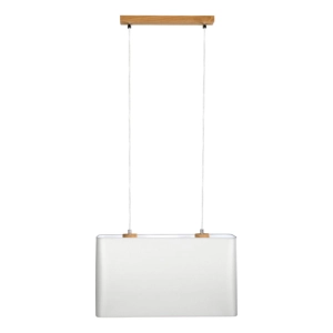 Lampa wisząca prostokątny abażur z tkaniny szary na linkach drewniana listwa Britop 872020274 Cadre 2xE27