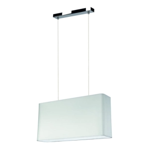 Lampa wisząca prostokątny abażur z tkaniny szary na linkach chromowana listwa Britop 872020228 Cadre 2xE27