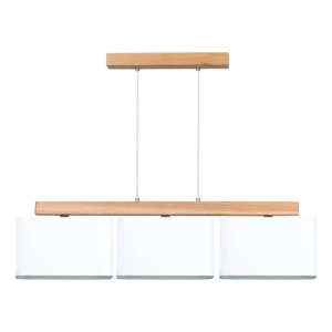 Lampa wisząca listwa z drewna dębowego i trzy duże abażury z tkaniny Britop 875210374 Cadre 3xE27