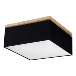 Lampa sufitowa plafon kwadratowy abażur czarny z drewnianą podsufitką Britop 34523474 Vertiga 4xE27 45x45cm