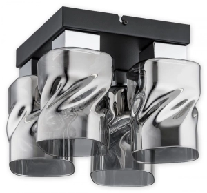 Czarna lampa sufitowa z chromowanymi kloszami walcami Lemir O2965 P4 CZA + ZL Meru 4xE27