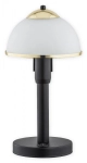 Czarna lampa stołowa z białym kloszem i złotymi dodatkami Lemir O2928 L1 CZA + ZL Lava E27