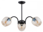 Czarna lampa sufitowa z bursztynowymi kloszami i złotymi dodatkami Lemir O3063 W3 CZA + ZL Katla 3xE27
