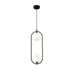 Lampa Wisząca z dwoma szklanymi kloszami w pionie Maytoni MOD013PL-02B Ring 2xG9 17cm x 200cm czarny stelaż klosze białe