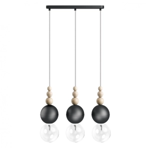 Lampa Wisząca Kolorowe Kable LBCZS3LB02 Loft Bala 3L 3xE27 czarny/drewno bukowe