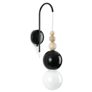 Lampa ścienna Kinkiet Kolorowe Kable LBCZKB09 Loft Bala E27 40cm x 12cm x 22cm czarny drewno