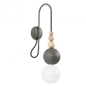 Lampa Ścienna Kinkiet Kolorowe Kable LBDGSK15 Loft Bala E27 ciemnoszary/drewno bukowe
