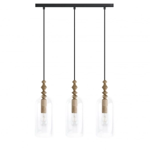 Lampa Wisząca Kolorowe Kable LHLBCZ3LB04 Loft Hulub 3L 3xE27 drewno dębowe/czarny