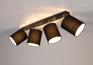 Lampa sufitowa cztery abażury z tkaniny czarne z chromowanym mocowaniem Britop 56746404 Aprillia 4xE27 90cm
