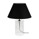 Lampa nocna przezroczysta szklana podstawa czarny abażur z tkaniny Britop 779139110 Dove 1xE27