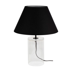 Lampa nocna przezroczysta szklana podstawa czarny abażur z tkaniny Britop 779139110 Dove 1xE27