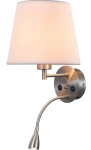 Lampa ścienna kinkiet abażur do sypialni mała lampka do czytania z włącznikiem i gniazdem USB srebrna Mantra 6092 Caico Nikiel E27