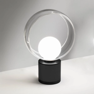 Lampa nocna z czarną podstawą białą kulą i obręczą Vivida International 0082.40.NE Cosmit LED 6W 3000K 26cm