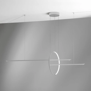 Biała lampa wisząca dwie listwy i okrąg Vivida International 0078.30.BI WN In&Out LED 52W 3000K/4000K 191cm