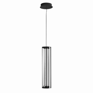 Czarna lampa wisząca szklany walec Vivida International 0075.30.NE Lemstation LED 35W 3000K 21cm x 325cm