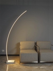 Biała smukła pochylona lampa podłogowa Vivida International 0037.50.BI W Bracket LED 33W 3000K 180cm