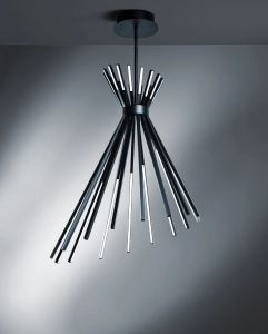 Czarna lampa wisząca patyki Vivida International 0045.30 Tipi LED 107W 9240LM 3000K