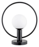 Czarna lampa stołowa z obręczą i szklanym kloszem kulą Lemir O2948 L1 CZA Rico E14