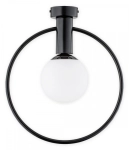 Lampa sufitowa czarna obręcz z szklanym kloszem kulą Lemir O2941 P1 CZA Rico E14