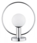 Lampa stołowa chromowana obręcz i biała szklana kula Lemir O2948 L1 CH Rico E14