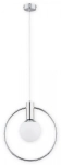 Lampa wisząca biała kula w chromowanej obręczy 35cm Lemir O2941 W1 CH Rico E14