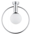 Chromowana lampa sufitowa tuleja i obręcz z białym kloszem kulą Lemir O2941 P1 CH Rico E14