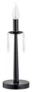 Czarna stołowa lampa świecznik z kryształkami Lemir O2868 L1 CZA Kapra E14 39cm