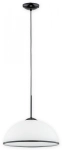 Klasyczna czarna lampa wisząca z białym kopułowym kloszem Lemir O3137 W1 CZA Freja E27 35cm