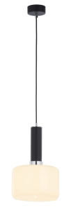 Czarna lampa wisząca z chromowanym dodatkiem i białym szklanym kloszem Jupiter 1861 Vanes Ch E27 20cm