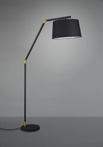 Lampa Podłogowa Łamana z abażurem Trio 462100132 Tracy E27 40cm x 175cm czarny złoty