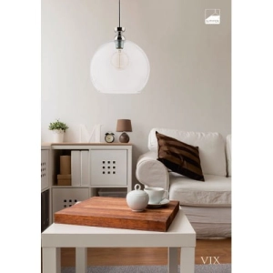 Chromowana lampa wisząca z transparentnym szklanym kloszem Jupiter 1577 Vix E27 30cm