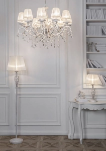 Lampa Wisząca Żyrandol z Kryształami Maytoni ARM247-10-G Grace 10xE14 85cm x 124cm biały