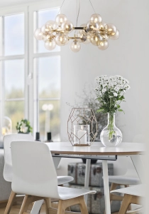 Lampa Wisząca Żyrandol Maytoni MOD548PL-25G Dallas 25xG9 69cm x 135cm złoty szklane kule