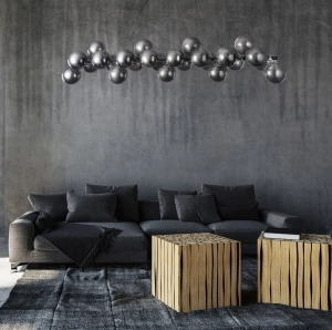 Lampa podłużna wisząca chromowana z szklanymi kulami Maytoni MOD547PL-25CH Dallas 25xG9 123cm x 139cm