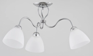 Chromowana lampa sufitowa do salonu na trzy białe szklane klosze Ariel Alfa 22603 3xE27 30cm x 48cm