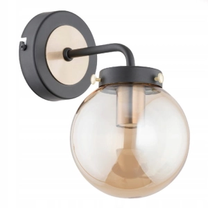 Lampa ścienna Kinkiet ze szklaną kulą Alfa 25130 Grap E14 22cm x 19cm czany klosz bursztynowy