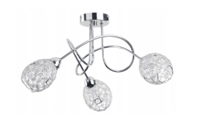 Lampa sufitowa chromowana z drucianymi srebrnymi kloszami Vera Alfa 17843 3xE14 31cm x 54cm