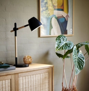 Lampa stołowa Biurkowa Nordlux 2112645003 Theo GU10 33cm x 42cm czarny drewno