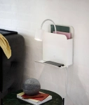 Lampa ścienna Kinkiet Nordlux 2112551001 Roomi indoor GU10 24 x 28cm biały regulacja włącznik półka kabel z wtyczką
