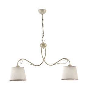 Szeroka lampa wisząca stelaż stare złoto i abażury cappucino Jupiter 1352 Kamelia 2xE27 80cm