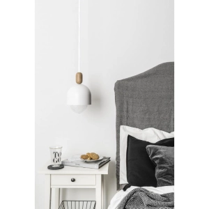 Lampa Wisząca Kolorowe Kable LOVBB09 Loft Ovoi E27 17cm x 126cm metal biały drewno biały kabel