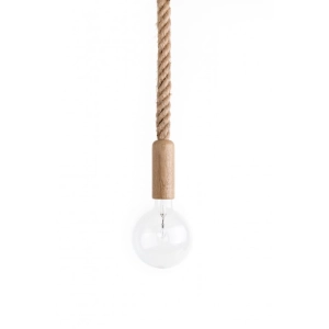 Lampa Wisząca Kolorowe Kable LARI0B Loft Ari E27 biały/drewno dębowe przewód w linie konopnej