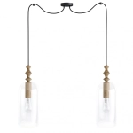 Lampa Wisząca Kolorowe Kable LHLBCZ2B04 Loft Hulub 2 2xE27 drewno dębowe/czarny