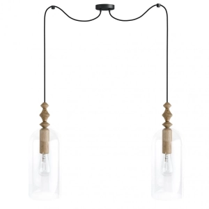 Lampa Wisząca Kolorowe Kable LHLBCZ2B04 Loft Hulub 2 2xE27 drewno dębowe/czarny