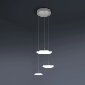 Biała lampa sufitowa z trzema płaskimi okrągłymi poziomymi reflektorami Vivida International 0073.33.BI WN Mystery LED 45W 3000K/4000K 21cm x 211cm