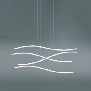 Biała lampa wisząca falujące listwy Vivida International 0040.32 DIM Lil Wave 80W 3000K 130cm x 210cm ściemnialna