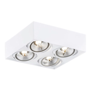 Biała lampa sufitowa punktowa kwadrat 30x30cm Argon 1744 BZ Rodos 4xES111 bez żarówek