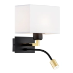 Lampa ścienna kinkiet z abażurem i reflektorem Argon 1051 Bill E27 i LED 4,5W 3000K biały czarny mosiądz